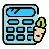 Calculator showing costs of growing carrots icon vector