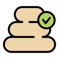 Stack of three blank stones with green check mark vector