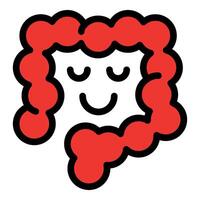 Happy red intestine character smiling and enjoying good digestion vector