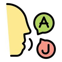 Man speaking different languages fluently with speech bubbles around head vector