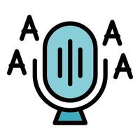 Microphone converting audio waves to text with letters a vector