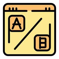Web page showing ab testing experiment results icon vector