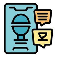 Smartphone showing voice ordering food online app interface with speech bubble icons vector