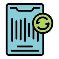 Smartphone displaying barcode with refresh icon for rescan concept vector