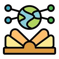 Global network connecting world with data flow lines vector
