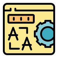 Web page being optimized with cogwheel representing seo vector