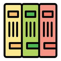 Colorful office filing cabinet storing files and documents icon vector