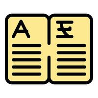 Open book showing different language translation icon vector