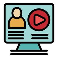 Online video blogger profile displaying on computer screen vector