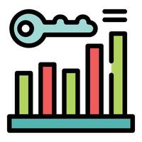 Key performance indicator kpi chart with key above growing bars vector