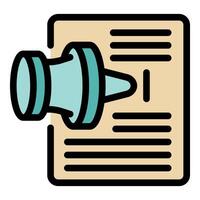 Push pin attaching paper document icon illustration in trendy design style vector