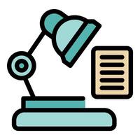 Desk lamp illuminating document for focused studying session vector