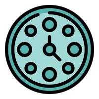 Round clock face telling time with hour and minute hand vector