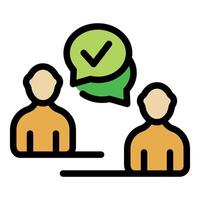 Team agreeing and validating project with check mark icon vector