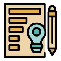 Project management and planning with pencil and light bulb icon vector