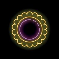 Neon flower shape frame glowing in the dark background vector