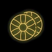 Neon sign showing two delicious kiwi slices on black background vector