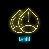 Neon icon of lentil seeds glowing on black background vector