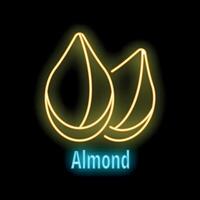 Neon sign showing two almonds on black background vector