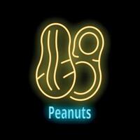 Glowing neon sign of peanuts in shell on black background vector