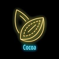 Neon sign of cocoa beans representing chocolate production vector