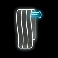 Neon icon of a towel hanging on a towel rail glowing white and blue vector