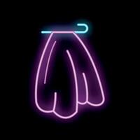 Neon sign representing a skirt hanging on a hanger on a black background vector