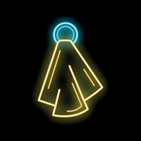 Glowing neon line towel on a hanger icon isolated on black background. Vector illustration