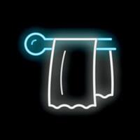Neon towel hanging on towel rail icon illustration vector