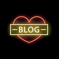 Neon sign of a heart with blog lettering on dark background vector