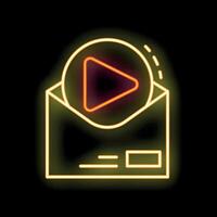 Neon envelope containing a play button for video marketing email campaign vector