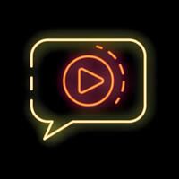 Neon speech bubble showing play button for podcasters vector