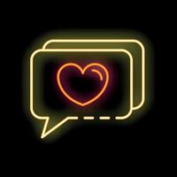 Neon speech bubble showing love message on dark background vector