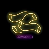 Neon sign showing cavatappi pasta on dark background vector