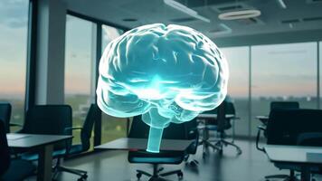 Digital brain human AI 3D virtual thinking modern lab research imagination creativity skill technology intelligence idea innovation concept mind medicine health office business tech video