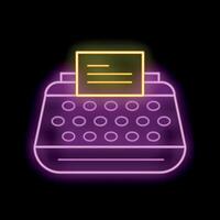 Neon sign representing a vintage typewriter for content creation vector