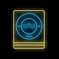 Neon icon of a timer showing 00,00 on a black background vector