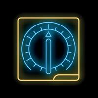 Neon icon of a circular control knob with glowing light effect vector