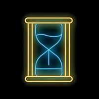 Neon sign representing an hourglass displaying flowing sand vector