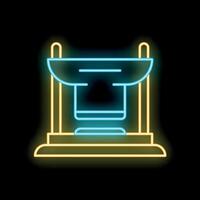 Glowing neon line icon of a traditional japanese torii gate, isolated on a black background vector