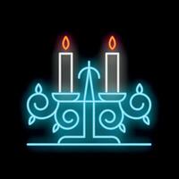 Neon candle holder shining in the dark vector