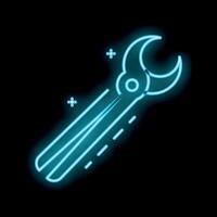 Neon icon of adjustable wrench glowing on black background vector