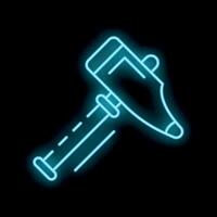 Neon sign representing a caliper measuring tool on a black background vector