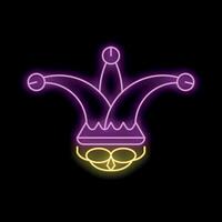 Neon sign representing a jester hat for mardi gras celebration vector