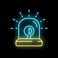 Neon style icon of parking sensor for smart car functionality vector