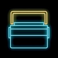 Glowing neon line toolbox icon isolated on black background. Toolbox icon. Vector illustration