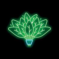Glowing neon spinach bouquet on a black background vector
