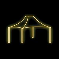 Neon yellow glowing icon of a pop up event tent vector