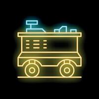 Neon icon of mars rover exploring the galaxy vector