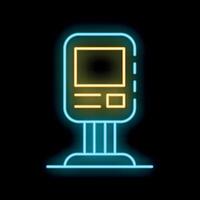 Neon sign showing blank digital signage display board on a stand vector